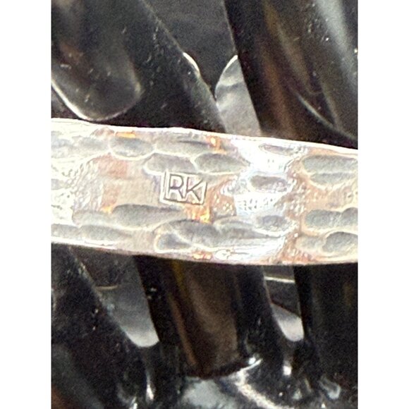 Vintage Navajo RK Designer Buckle Native American Silver-Tone Cuff Bracelet - Picture 3 of 7